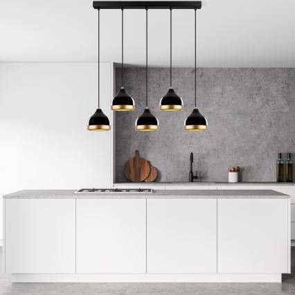 Suspension YILDO 5xE27/40W/230V noir/or