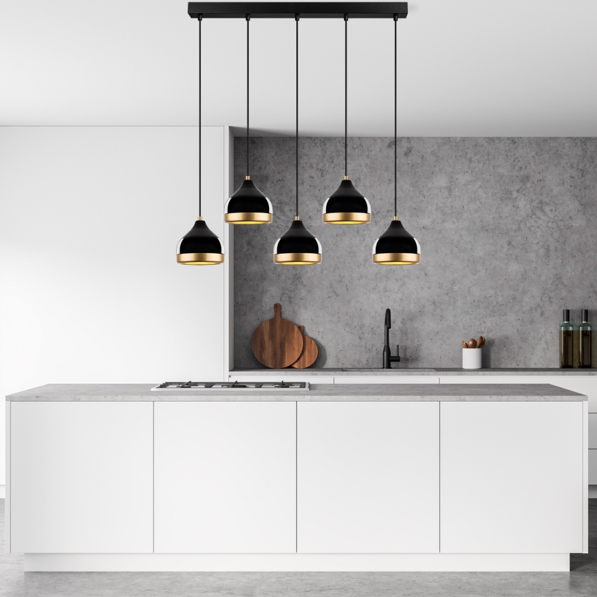 Suspension YILDO 5xE27/40W/230V noir/or