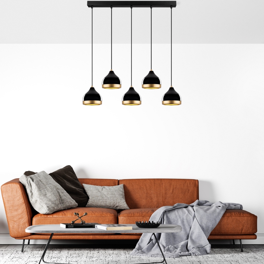 Suspension YILDO 5xE27/40W/230V noir/or