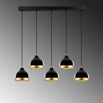 Suspension YILDO 5xE27/40W/230V noir/or