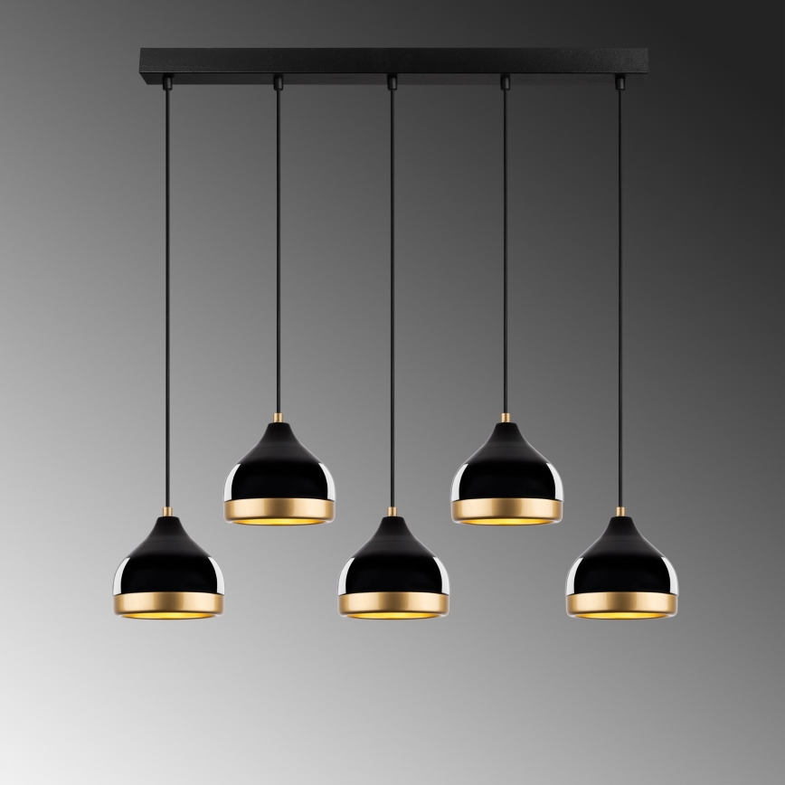 Suspension YILDO 5xE27/40W/230V noir/or