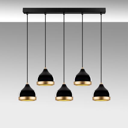 Suspension YILDO 5xE27/40W/230V noir/or