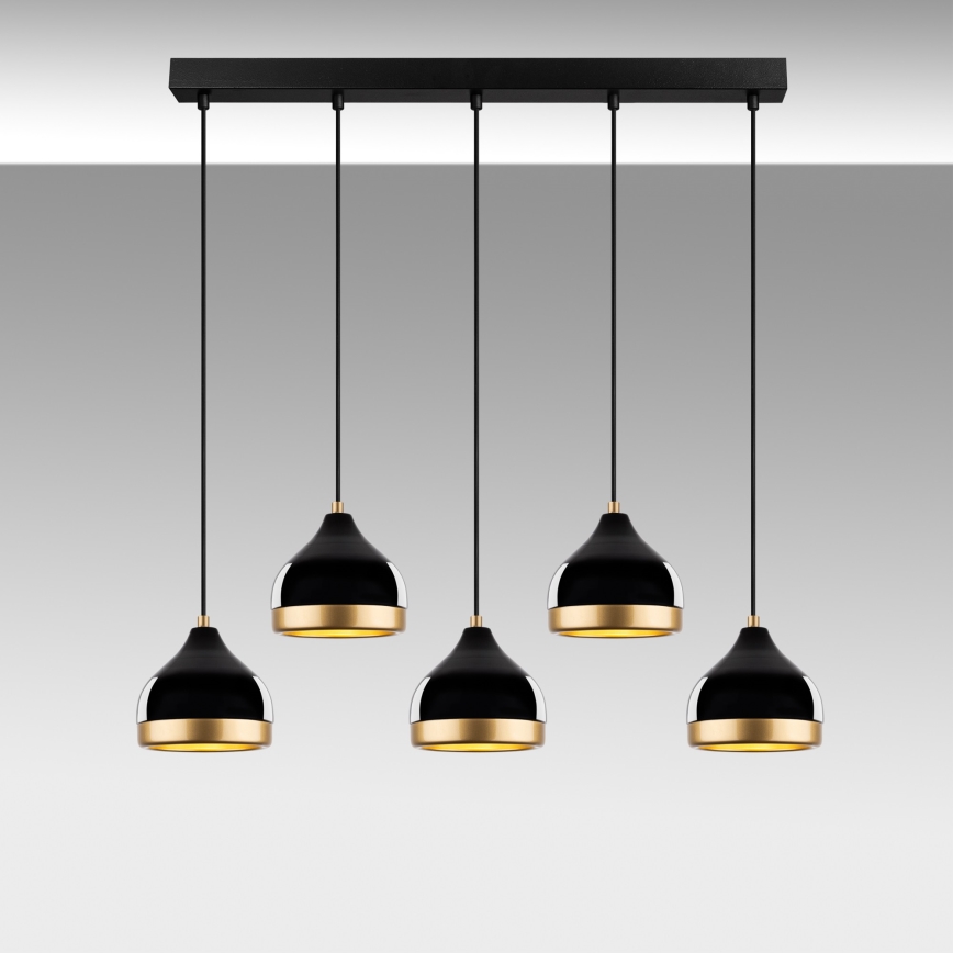 Suspension YILDO 5xE27/40W/230V noir/or