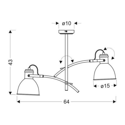 Suspension ZUMBA 2xE27/60W/230V blanche/noire