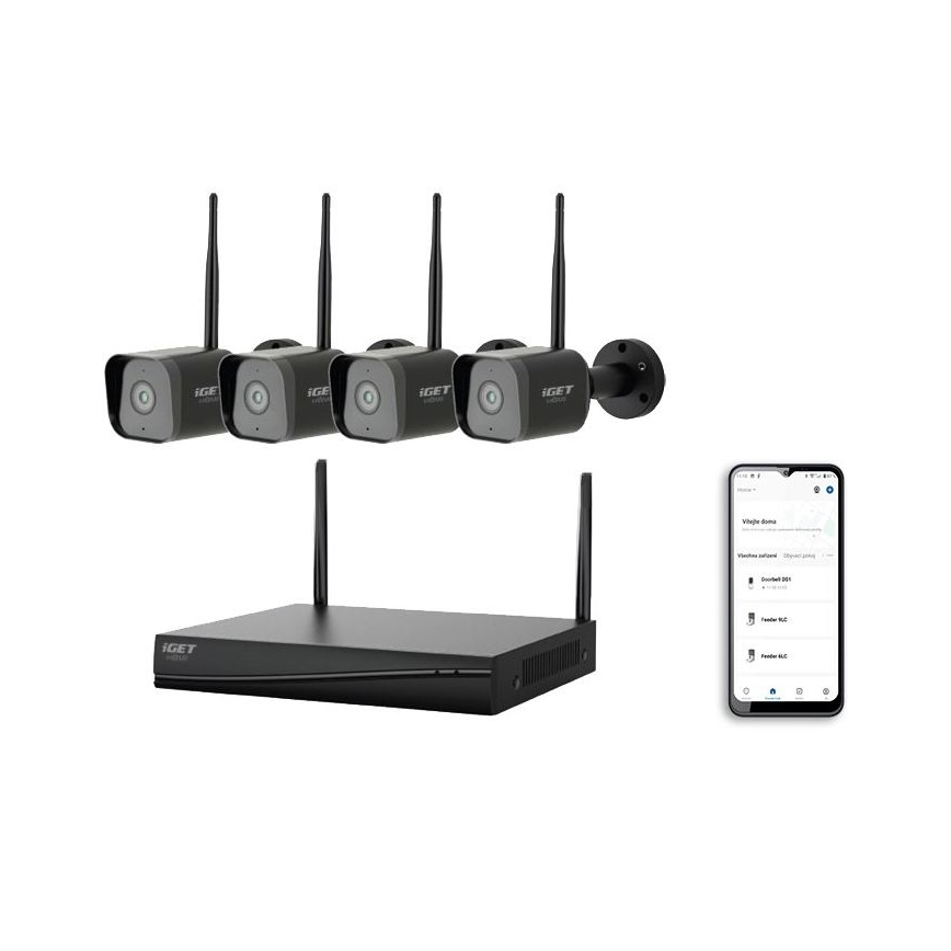 Système de vidéosurveillance intelligent + 4 caméras équipées d'un capteur 2K+ 12V IP65 Wi-Fi compatible Tuya