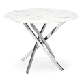 Table à manger ESTEN 100 cm blanche/argentée