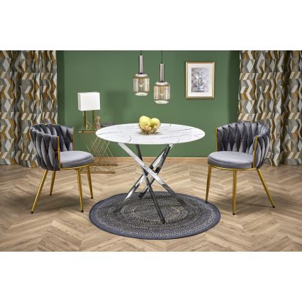 Table à manger ESTEN 100 cm blanche/argentée