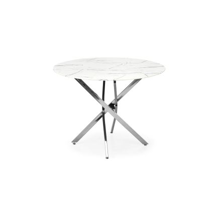 Table à manger ESTEN 100 cm blanche/argentée