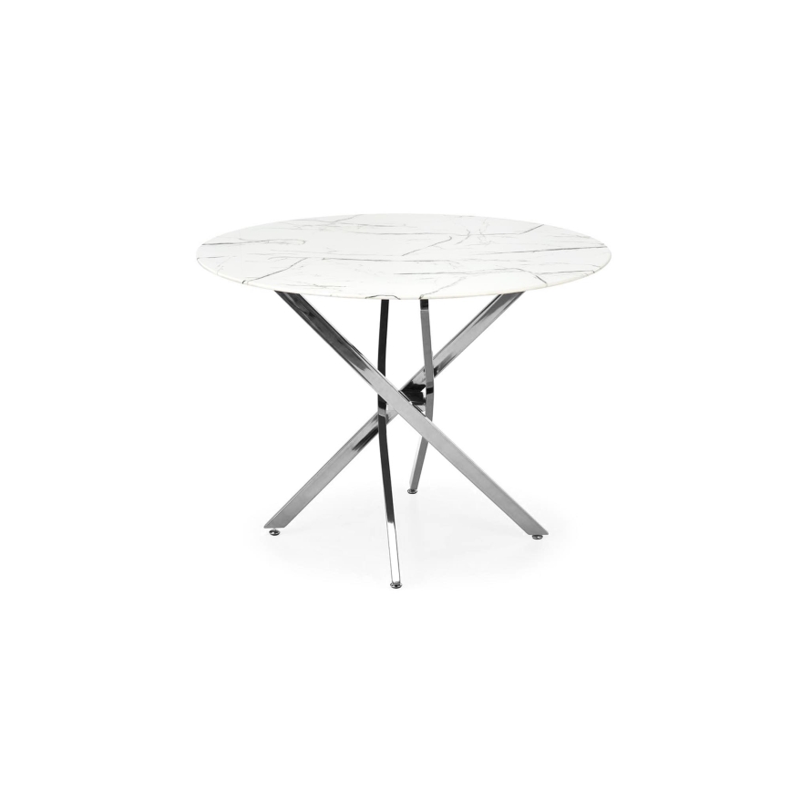Table à manger ESTEN 100 cm blanche/argentée