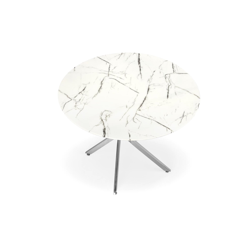 Table à manger ESTEN 100 cm blanche/argentée