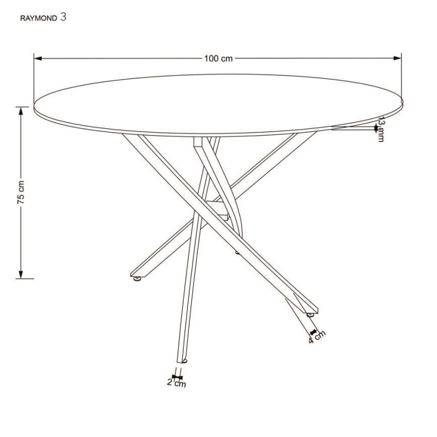 Table à manger ESTEN 100 cm blanche/argentée