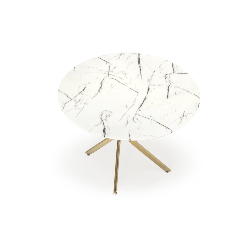 Table à manger ESTEN 100 cm blanche/dorée