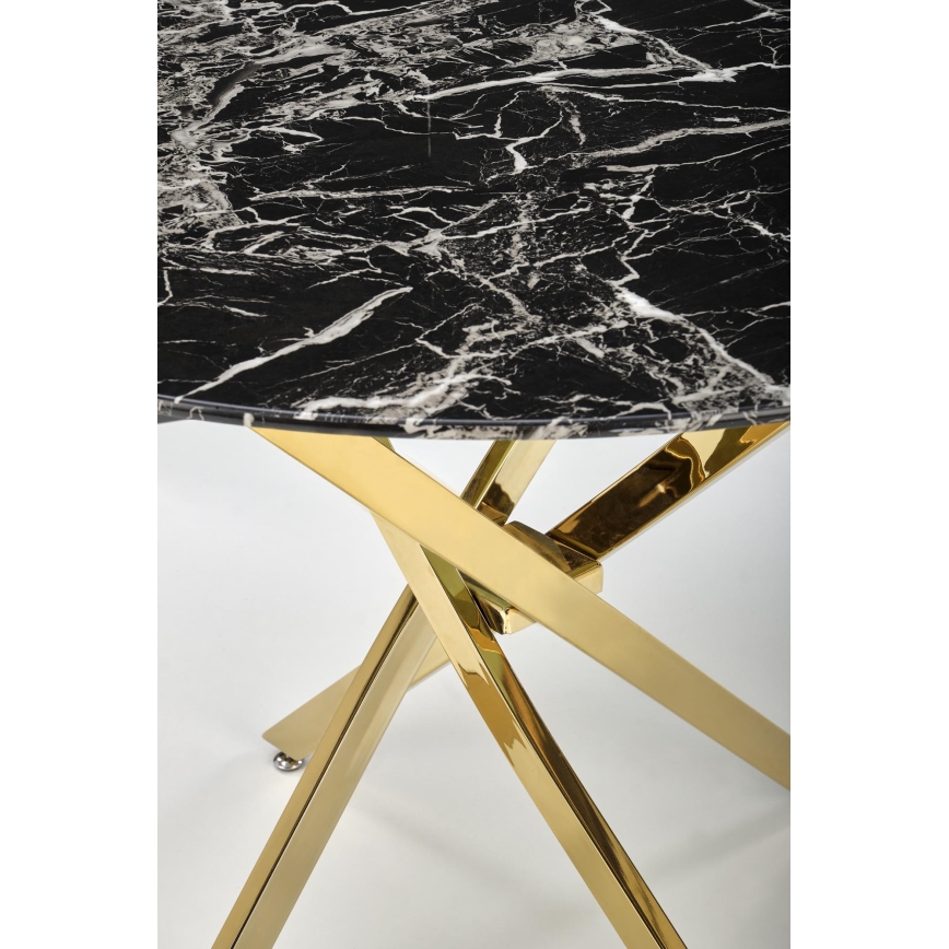 Table à manger ESTEN 100 cm noir/doré