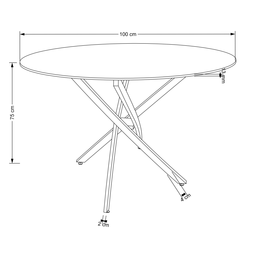 Table à manger ESTEN 100 cm noir/doré