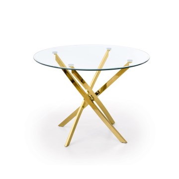 Table à manger ESTEN, verre transparent / finition dorée