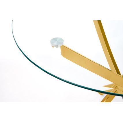 Table à manger ESTEN, verre transparent / finition dorée