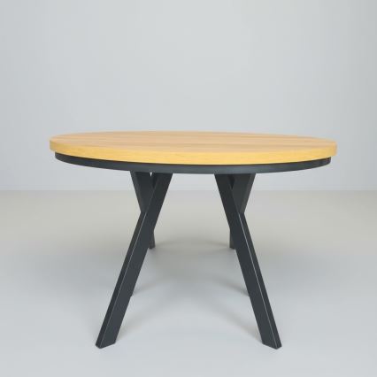 Table à manger extensible CENTRO 100/140x77 cm chêne craft/noir