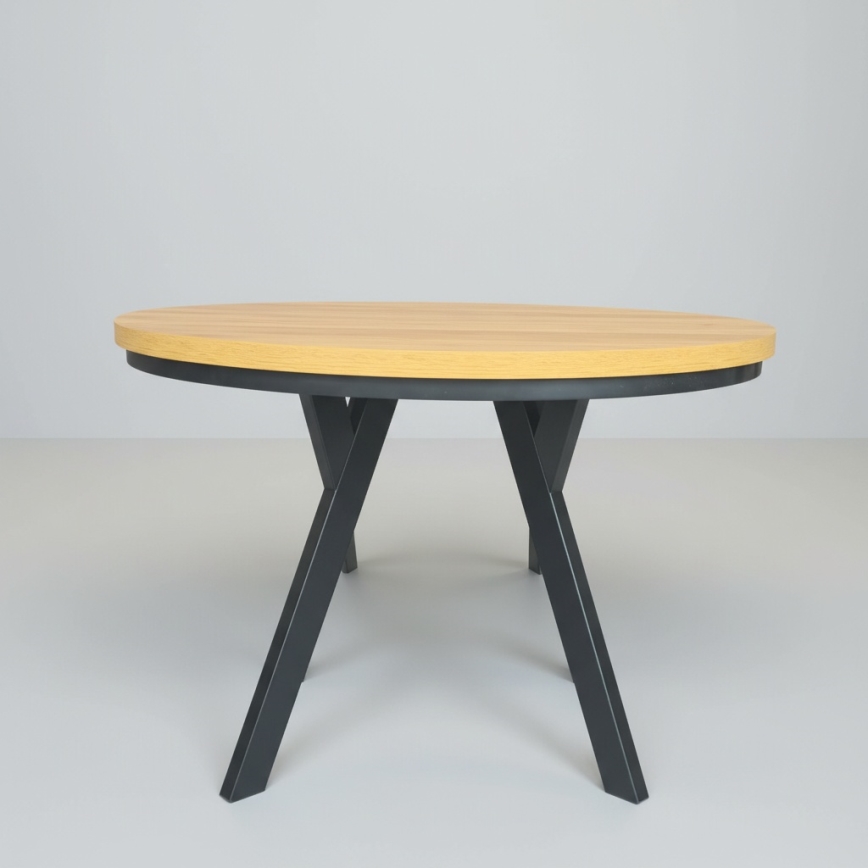 Table à manger extensible CENTRO 100/140x77 cm chêne craft/noir