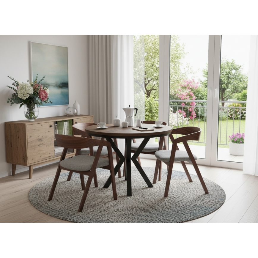 Table à manger extensible CONVI 100/140x73 cm chêne Lefkas/noir