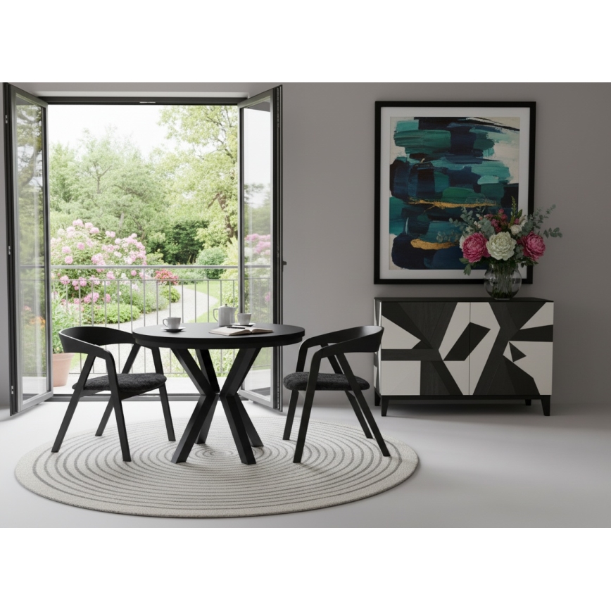 Table à manger extensible CONVI 100/140x73 cm noire