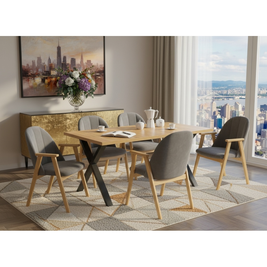 Table à manger extensible DOMO 150/190 x 80 cm chêne craft/noir