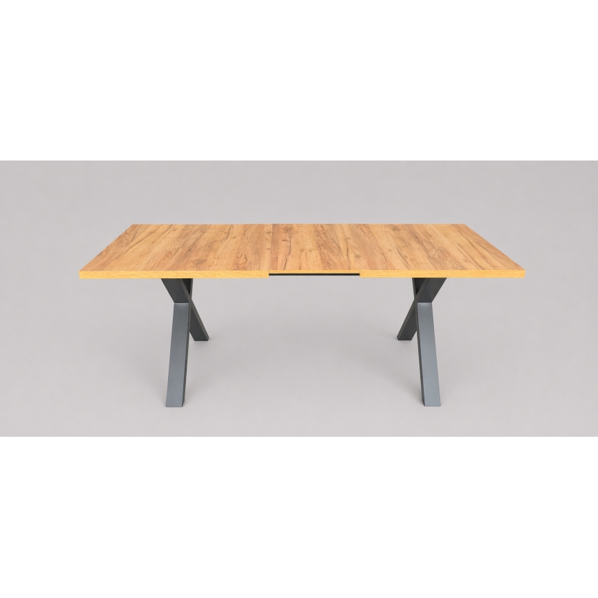 Table à manger extensible DOMO 150/190 x 80 cm chêne craft/noir