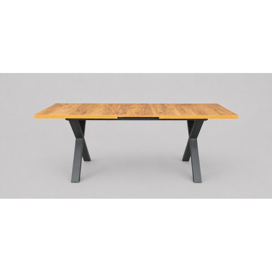 Table à manger extensible DOMO 150/190 x 80 cm chêne craft/noir