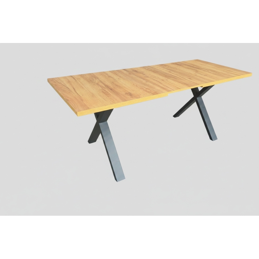 Table à manger extensible DOMO 150/190 x 80 cm chêne craft/noir