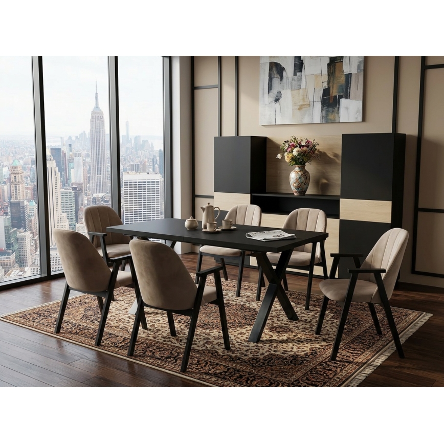 Table à manger extensible DOMO 150/190x80 cm noire