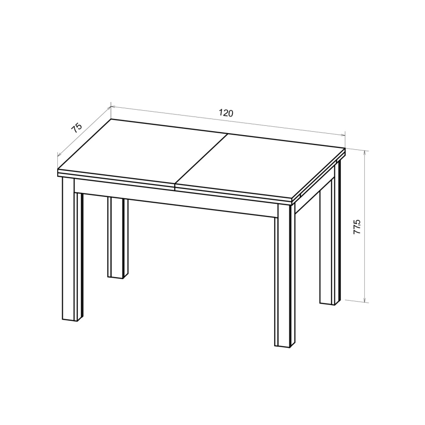 Table à manger extensible DOO 120/160x75 cm chêne artisan