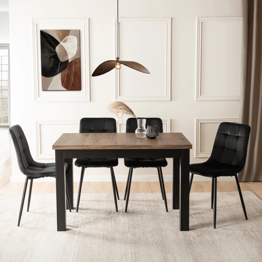 Table à manger extensible DOO 120/160x75 cm makadamia/noir