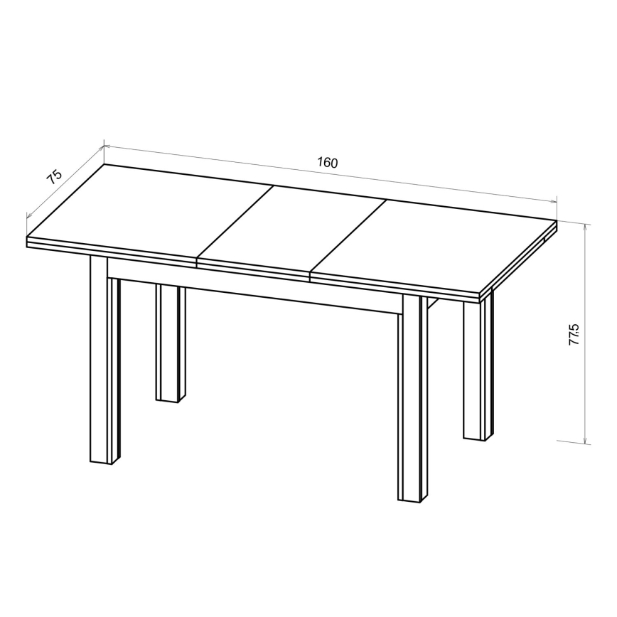 Table à manger extensible DOO 120/160x75 cm noyer clair