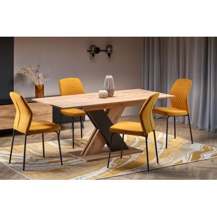 Table à manger extensible DROM 130/175x85 cm chêne Wotan/noir