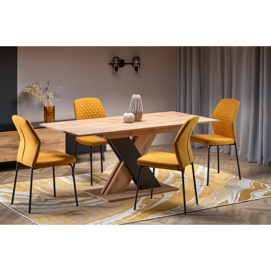 Table à manger extensible DROM 130/175x85 cm chêne Wotan/noir