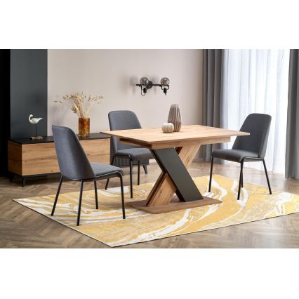 Table à manger extensible DROM 130/175x85 cm chêne Wotan/noir