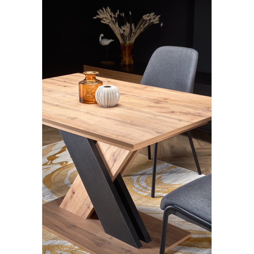 Table à manger extensible DROM 130/175x85 cm chêne Wotan/noir
