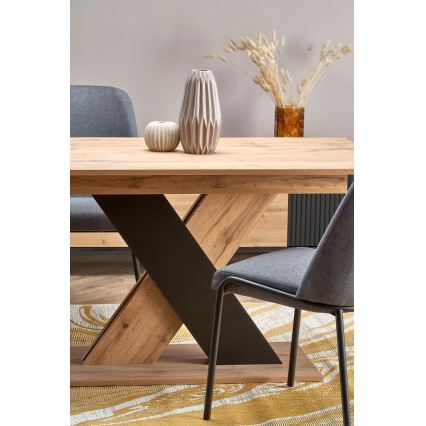 Table à manger extensible DROM 130/175x85 cm chêne Wotan/noir