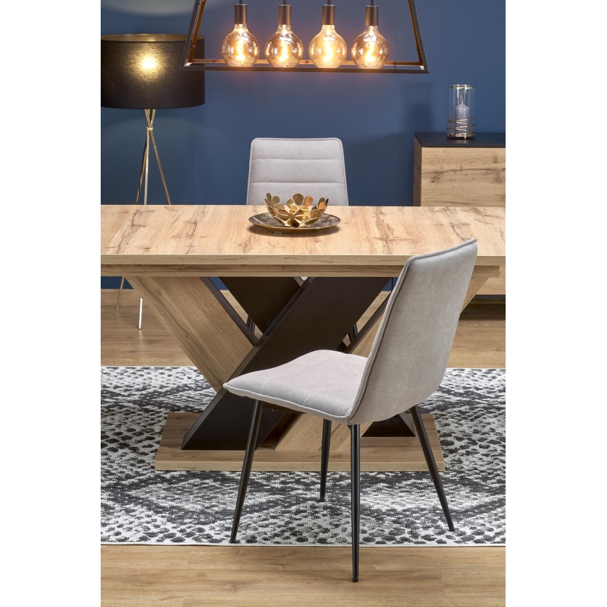 Table à manger extensible DROM 160/200x90 cm chêne wotan/noir
