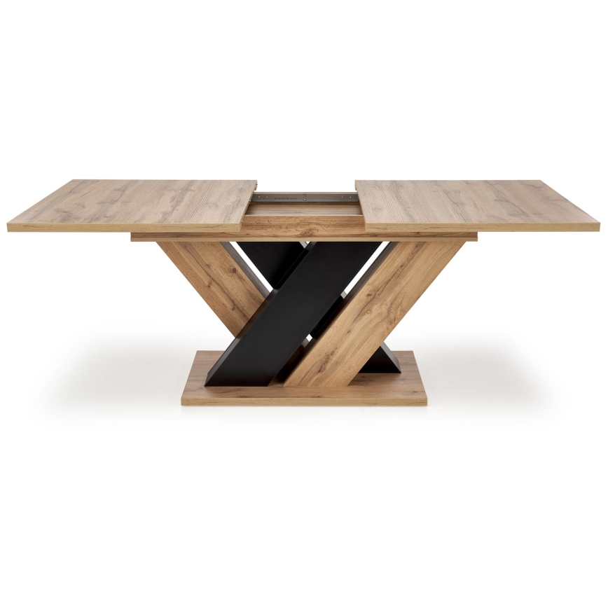 Table à manger extensible DROM 160/200x90 cm chêne wotan/noir