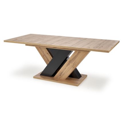 Table à manger extensible DROM 160/200x90 cm chêne wotan/noir