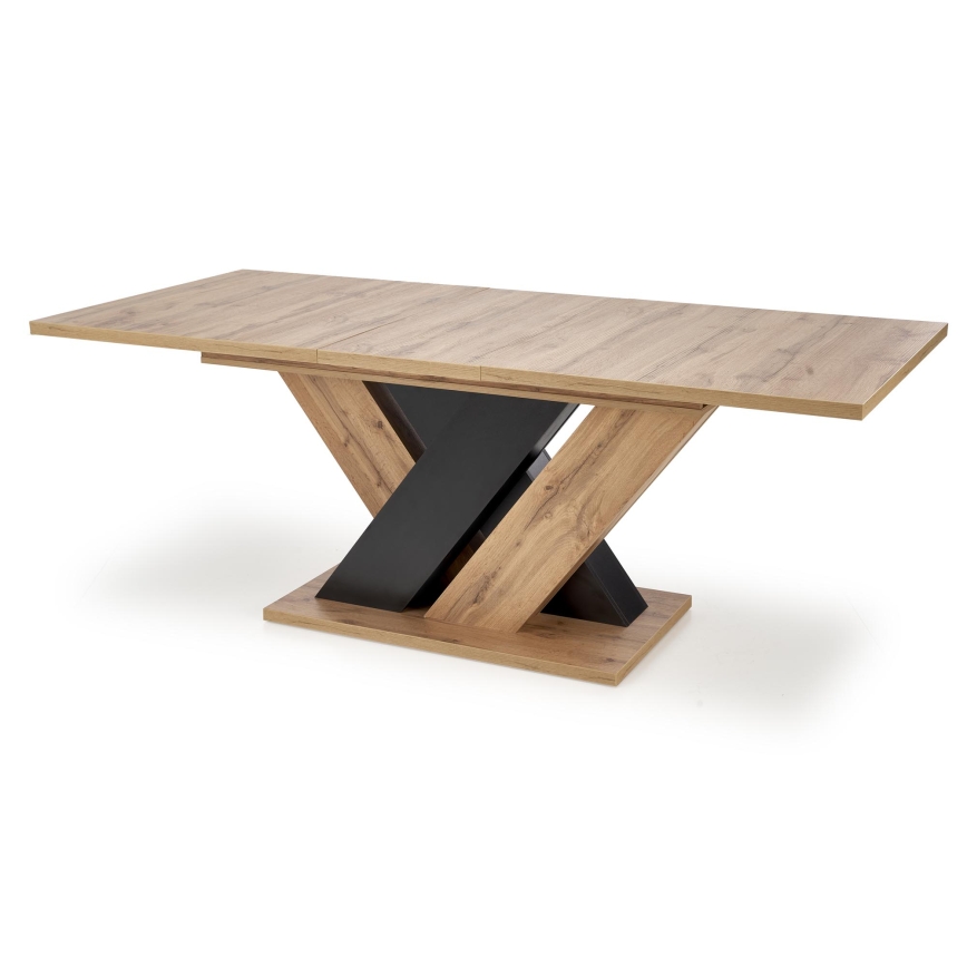 Table à manger extensible DROM 160/200x90 cm chêne wotan/noir