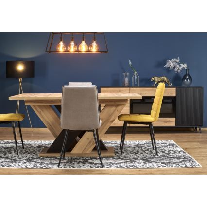 Table à manger extensible DROM 160/200x90 cm chêne wotan/noir