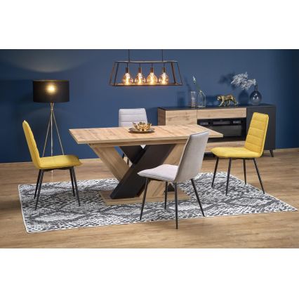 Table à manger extensible DROM 160/200x90 cm chêne wotan/noir