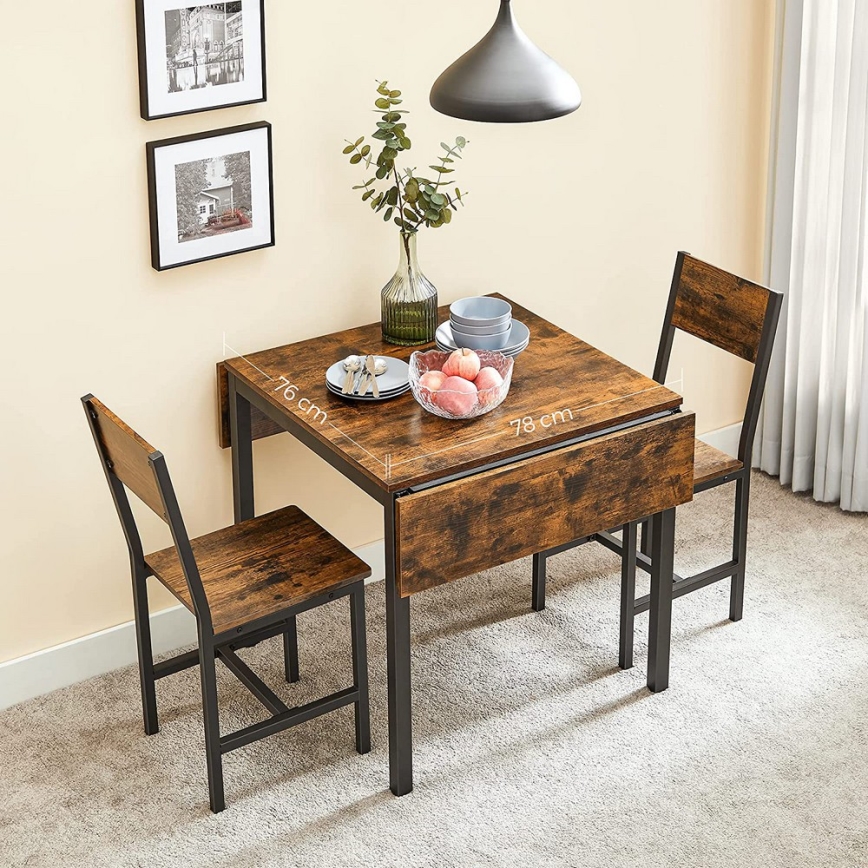 Table à manger extensible ELDUR marron/noir