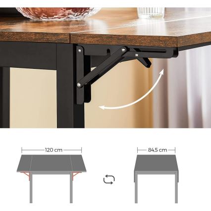 Table à manger extensible ELDUR marron/noir