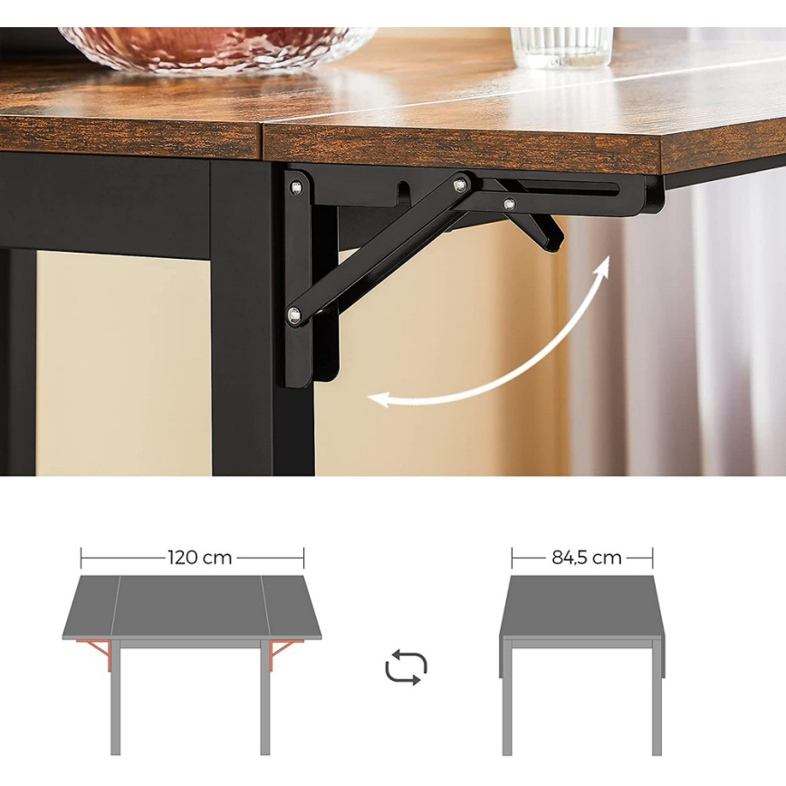 Table à manger extensible ELDUR marron/noir