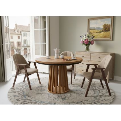 Table à manger extensible NEXUS 100/140x77 cm chêne Lefkas/noir
