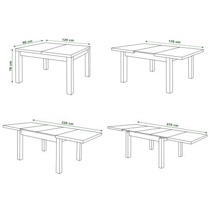 Table à manger extensible pour 12 personnes RALF 120/270x90 cm blanche
