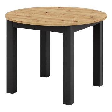 Table à manger extensible WILY, chêne artisan/noir
