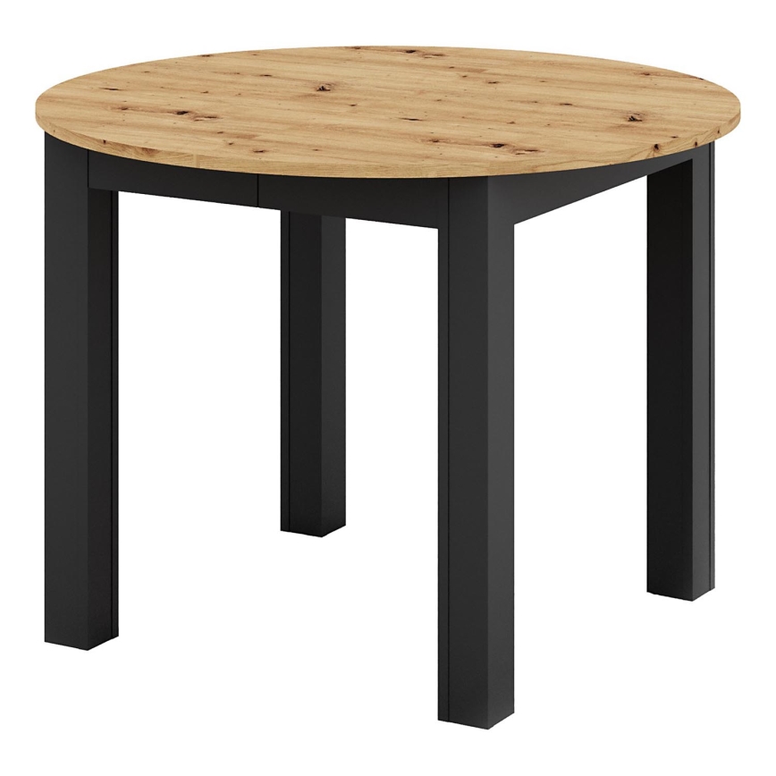 Table à manger extensible WILY, chêne artisan/noir